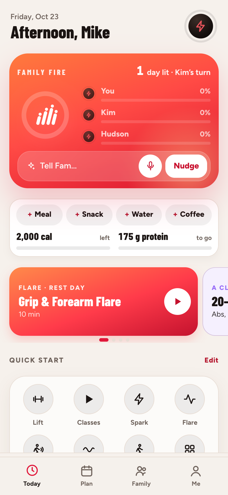 FamPace Today screen